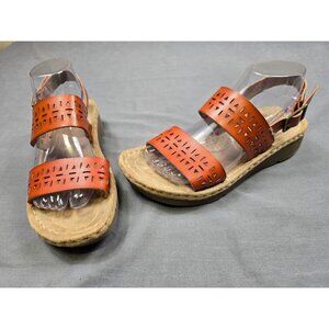 Earth Spirit Womens Brown Open-Toe Sandals Leather Straps Buckle Size 8.5